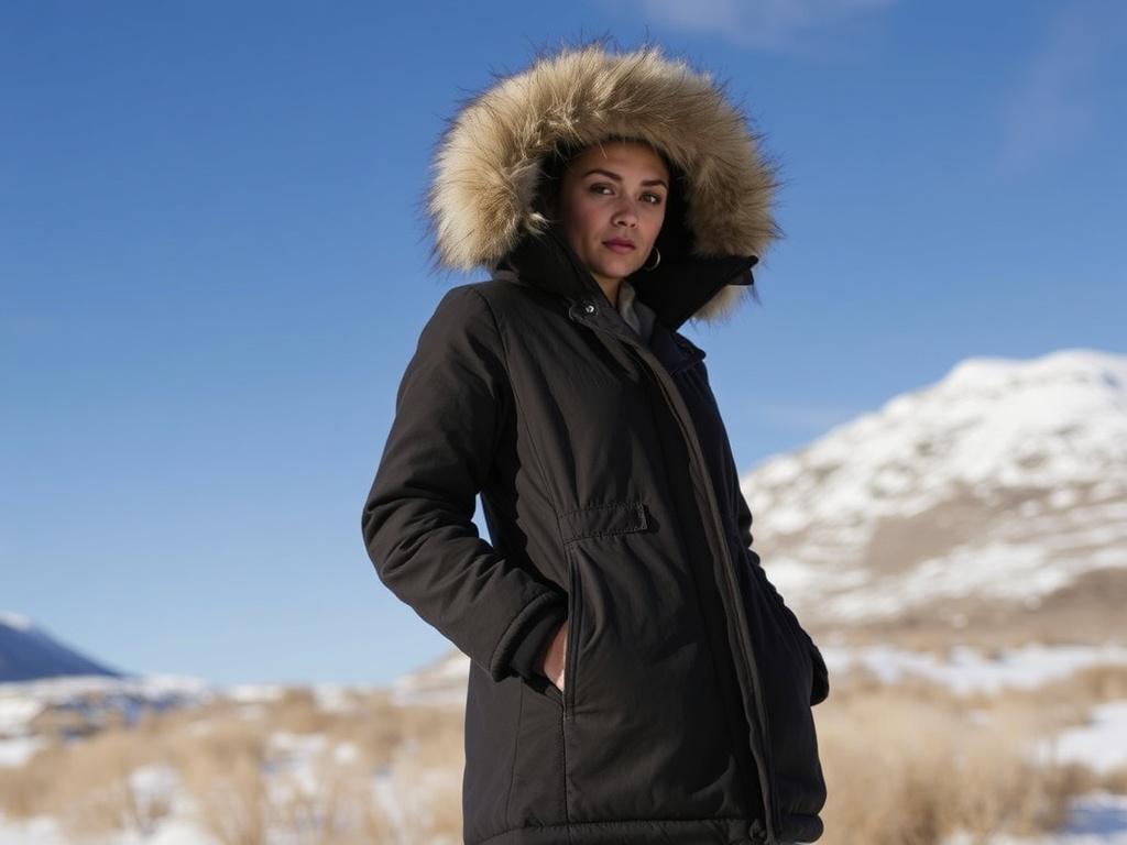 Parka with a fur trimфото