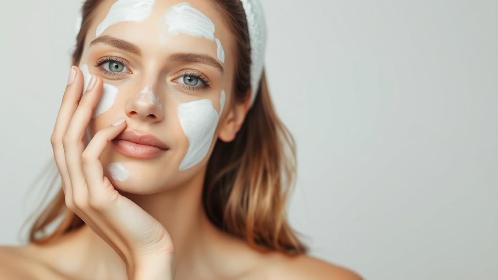 a woman with facial creamфото